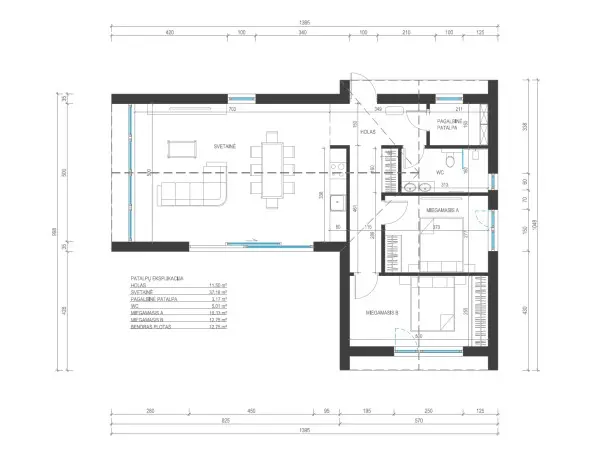 Medinis skydinis namas 80 m²